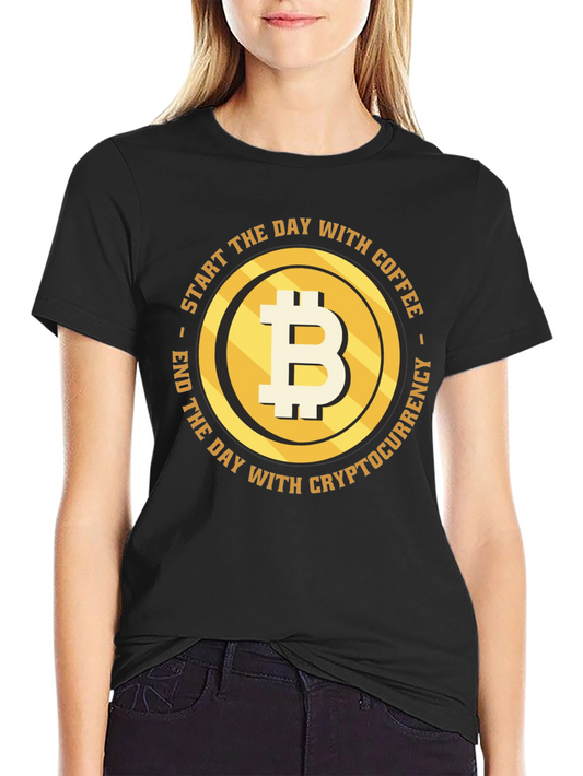 Bitcoin Coffee Cryptocurrency T-Shirt - Black