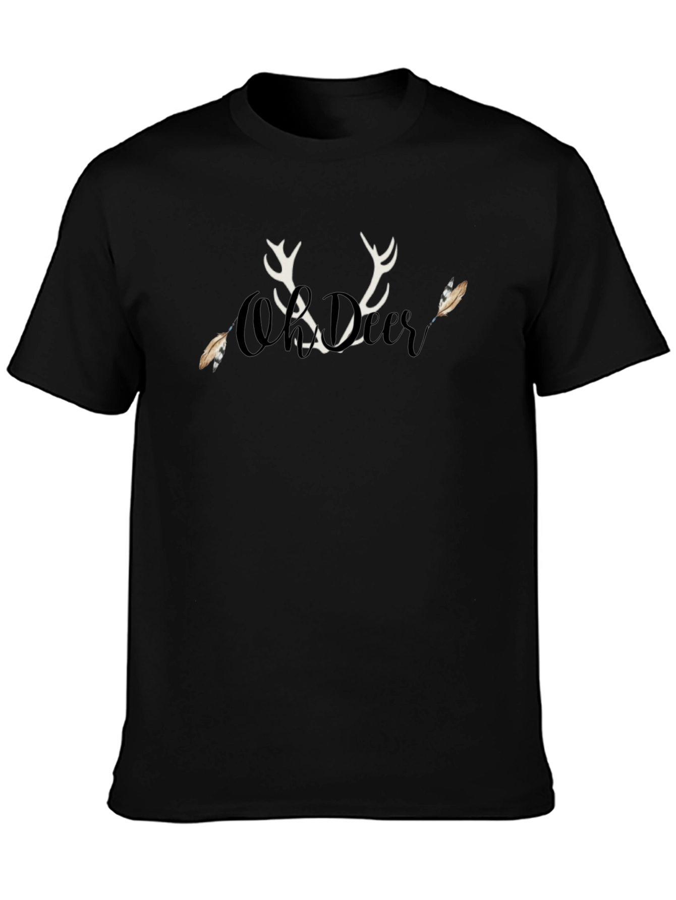 Oh Deer! Graphic Print Mens Black T-Shirt