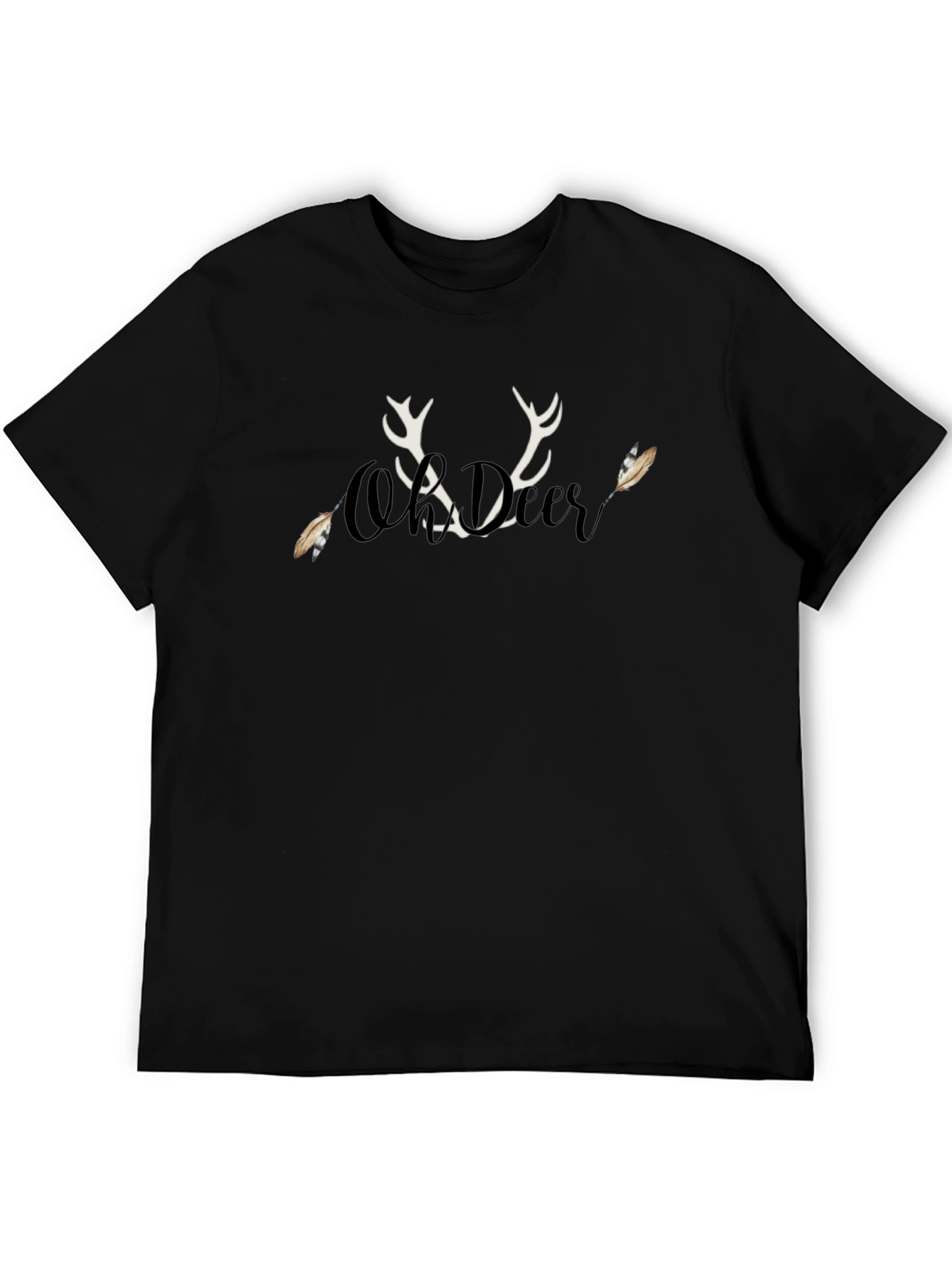 Oh Deer! Graphic Print Mens Black T-Shirt