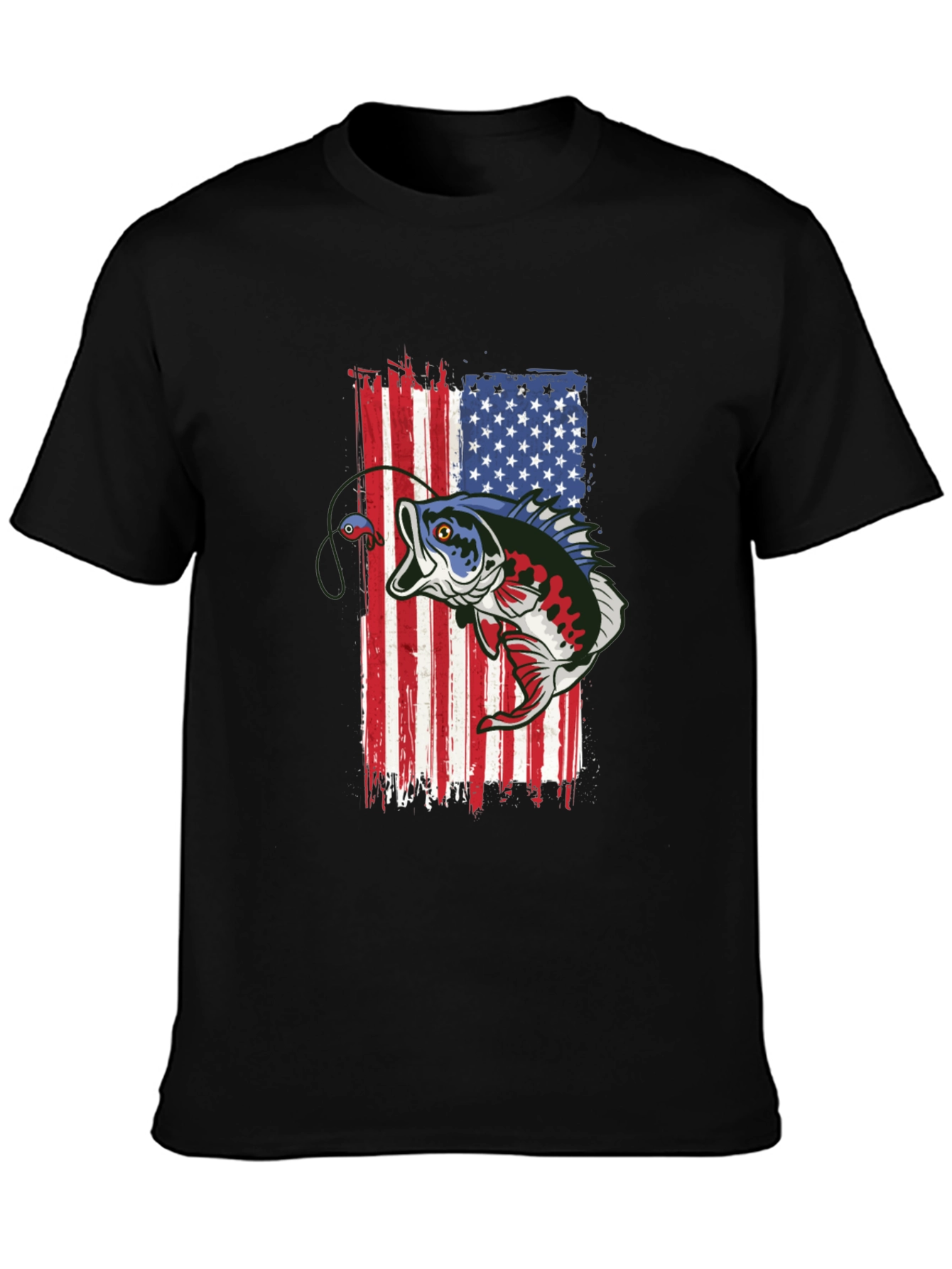 American Flag Bass Fishing T-Shirt