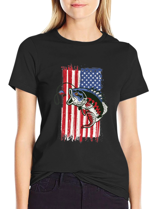 American Flag Bass Fishing T-Shirt