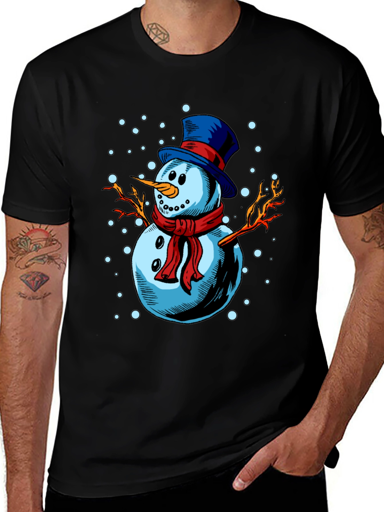 Festive Snowman Graphic Tee - Holiday Cheer