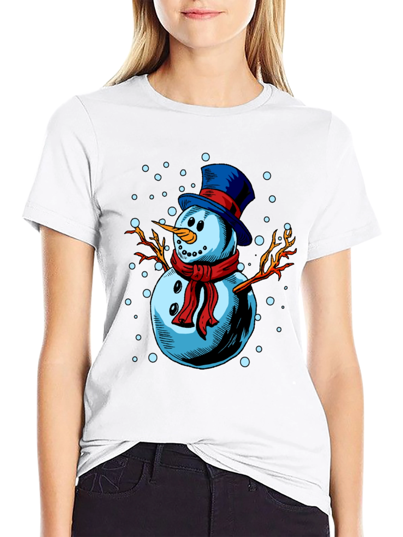 Festive Snowman Graphic Tee - Holiday Cheer