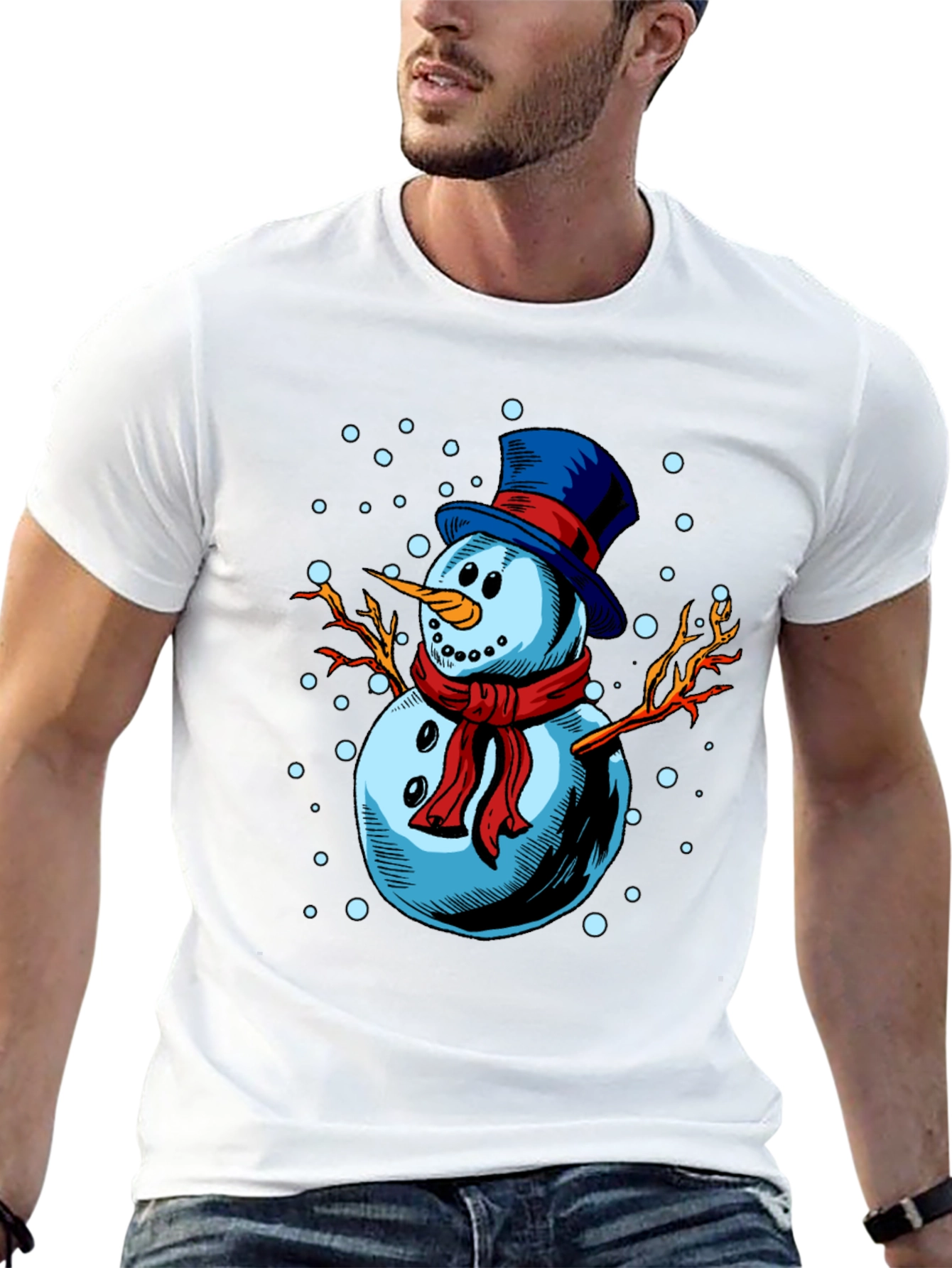 Festive Snowman Graphic Tee - Holiday Cheer