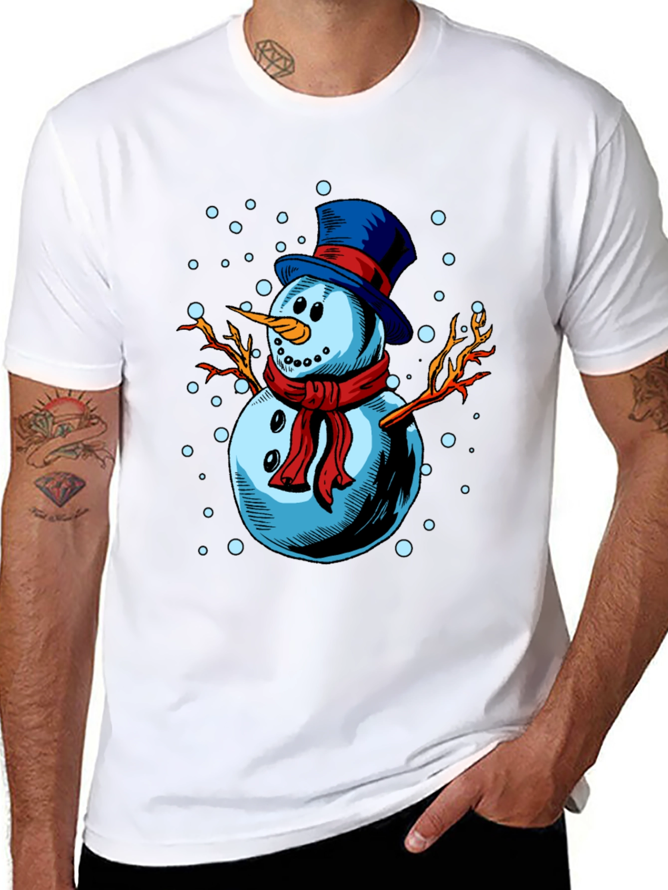Festive Snowman Graphic Tee - Holiday Cheer
