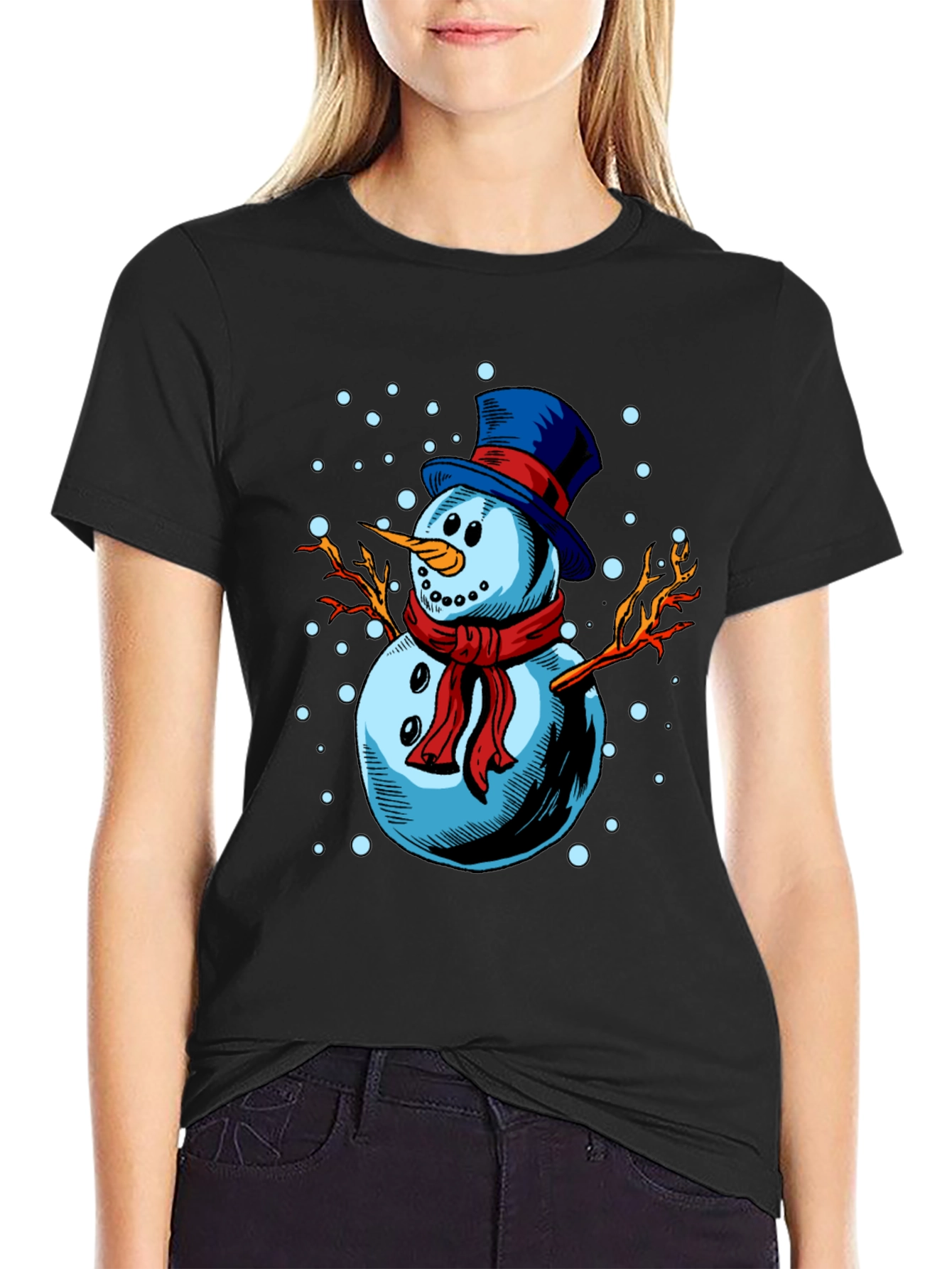 Festive Snowman Graphic Tee - Holiday Cheer