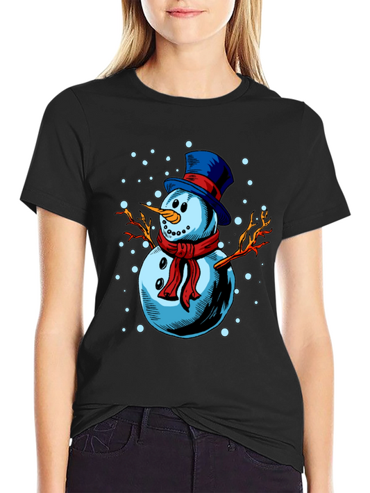 Festive Snowman Graphic Tee - Holiday Cheer