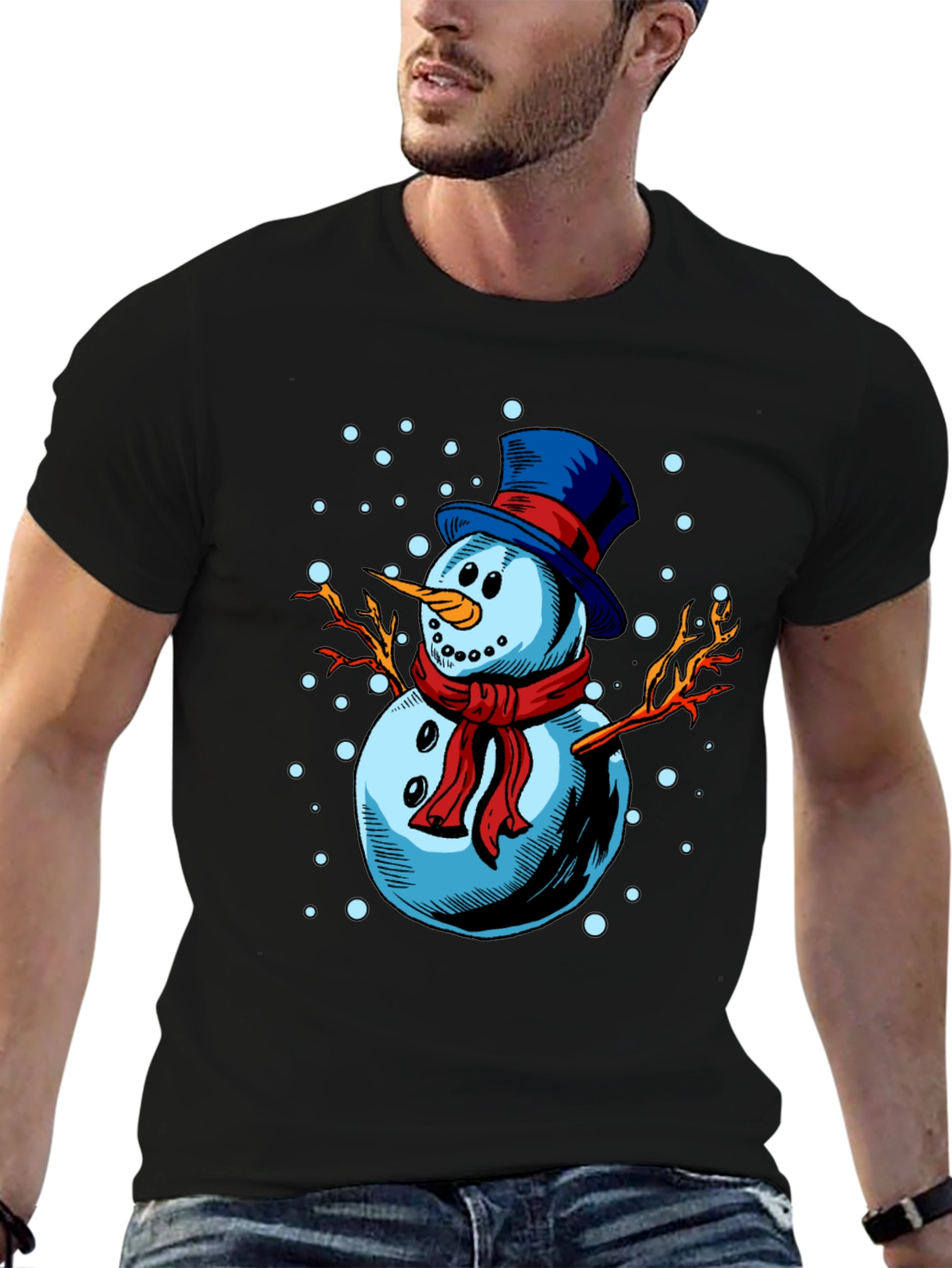 Festive Snowman Graphic Tee - Holiday Cheer