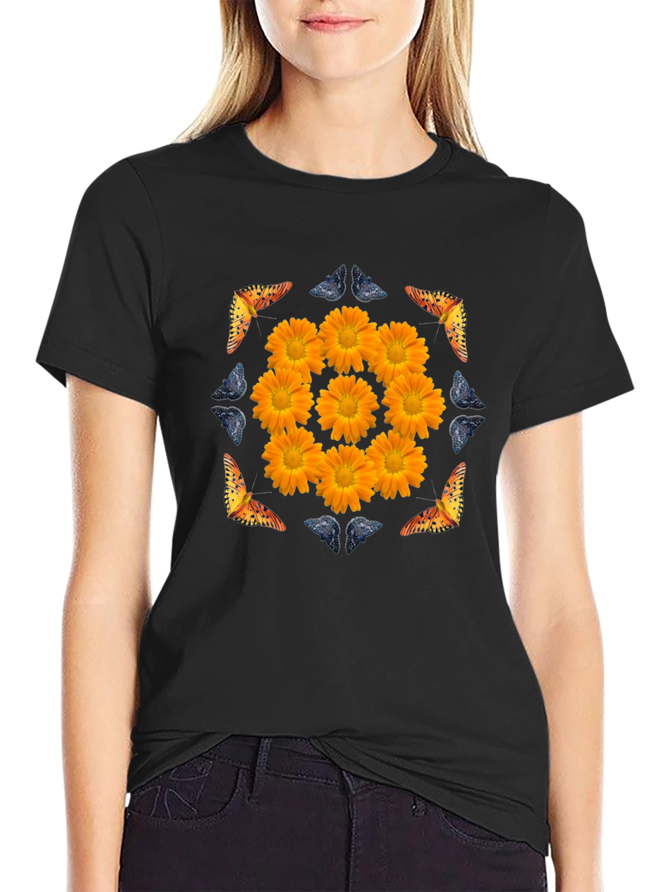 Floral & Butterfly Graphic Tee