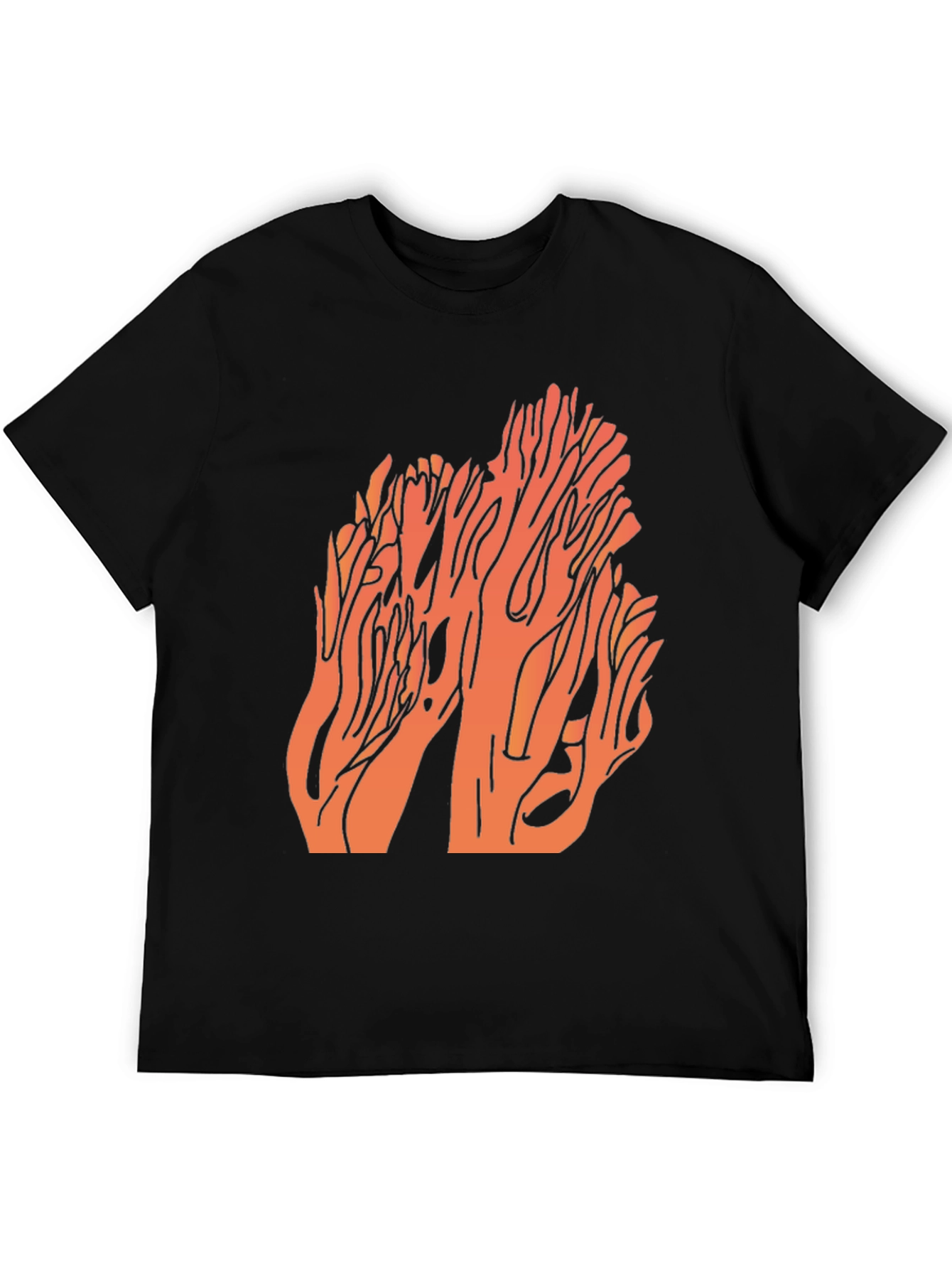 Coral Graphic Print Black T-Shirt