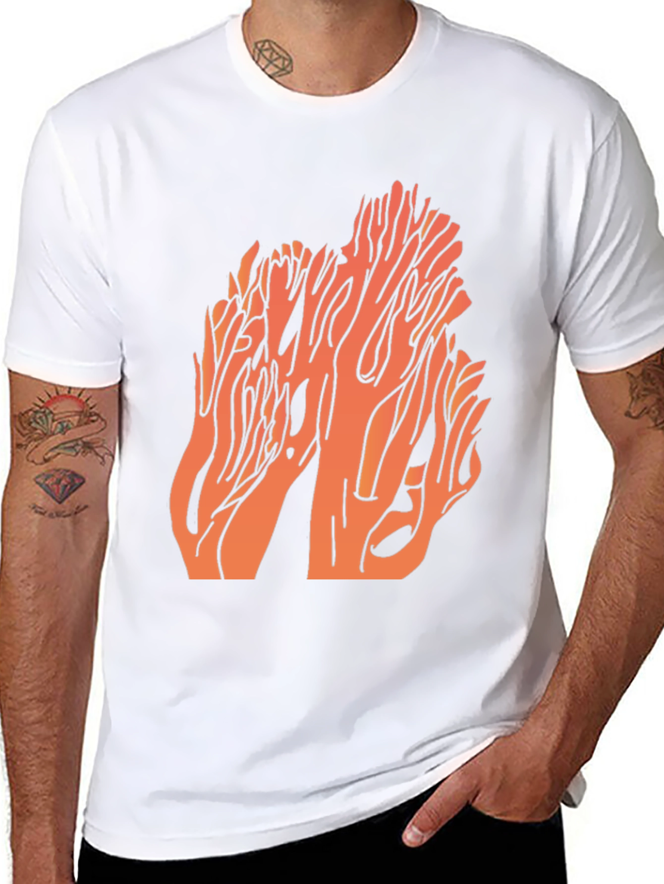 Coral Graphic Print Black T-Shirt