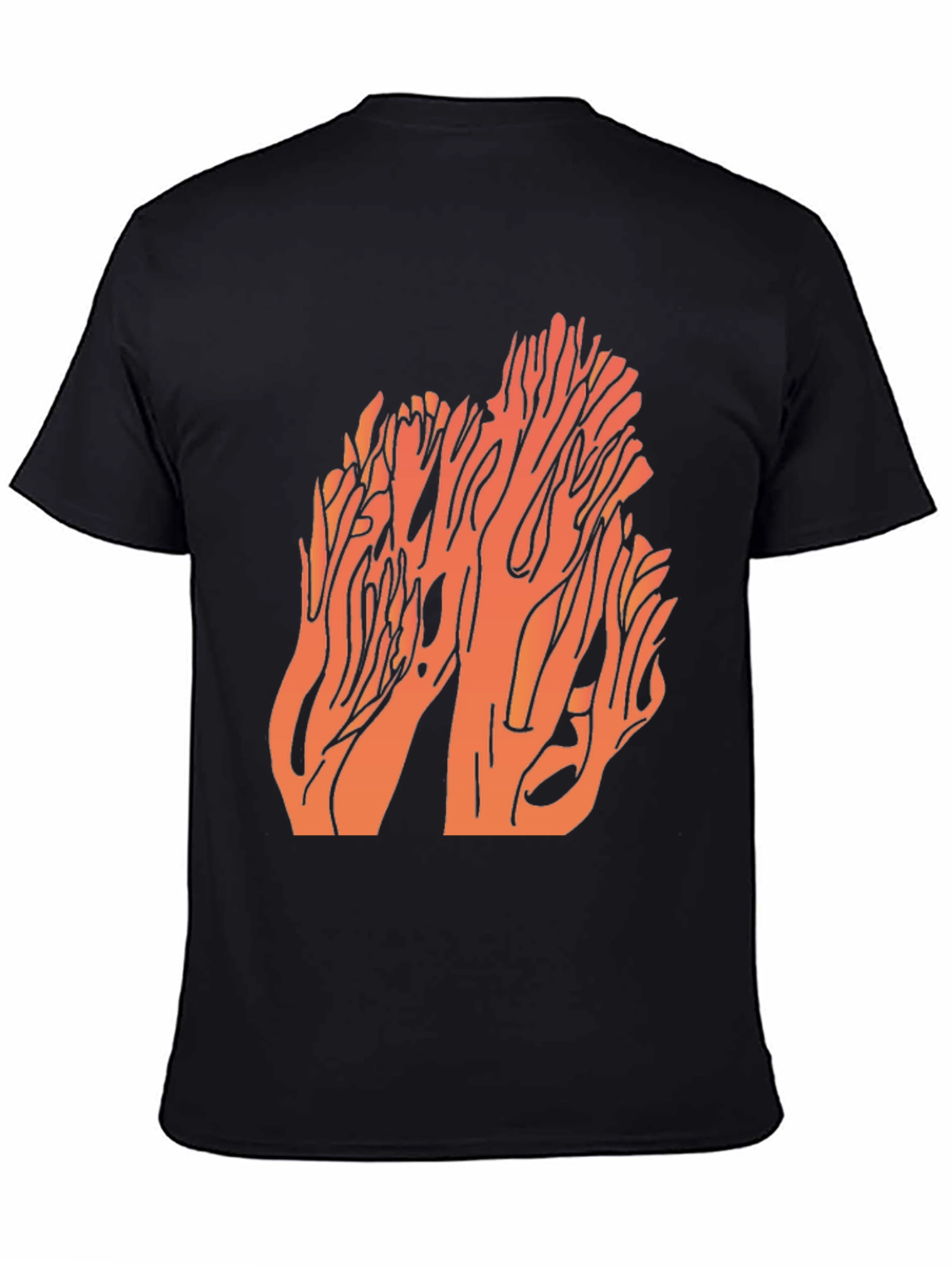 Coral Graphic Print Black T-Shirt
