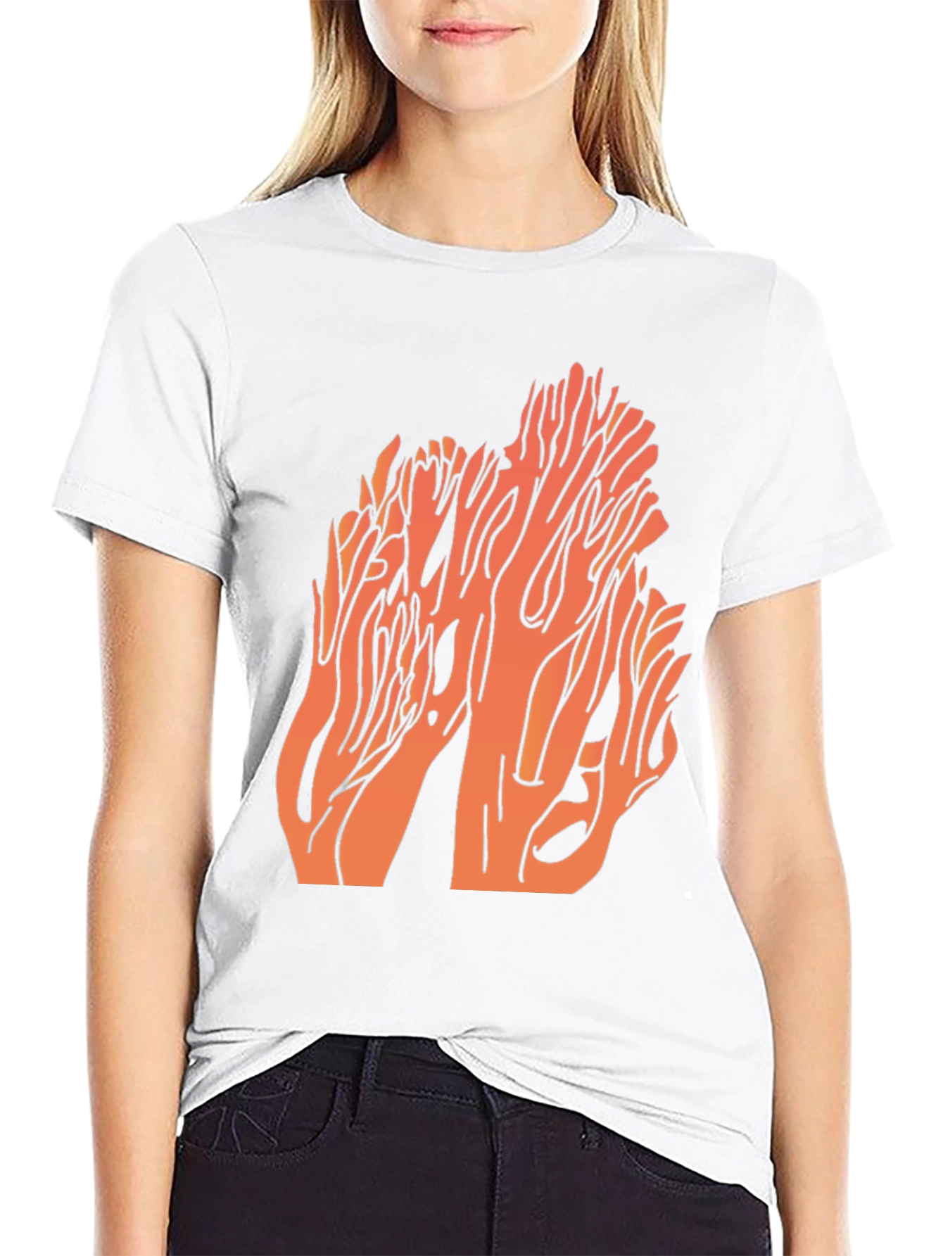 Coral Graphic Print Black T-Shirt