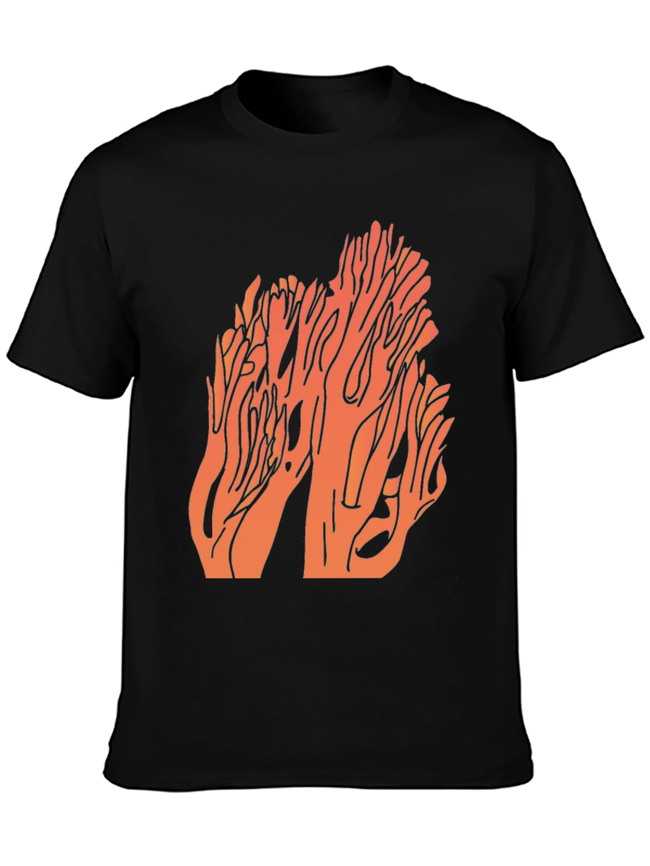Coral Graphic Print Black T-Shirt
