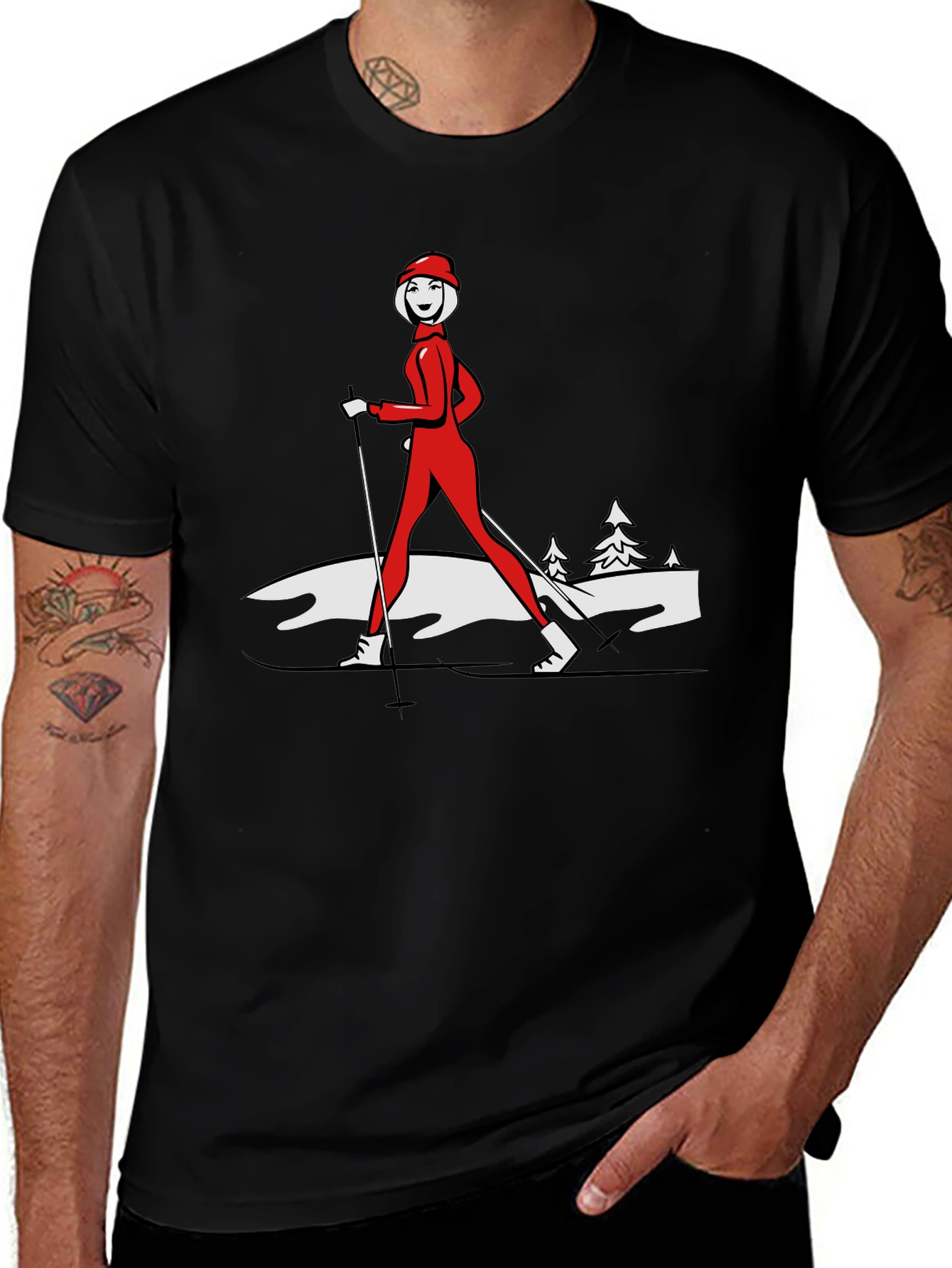 Retro Skiing T-Shirt - Womens Winter Sportswear