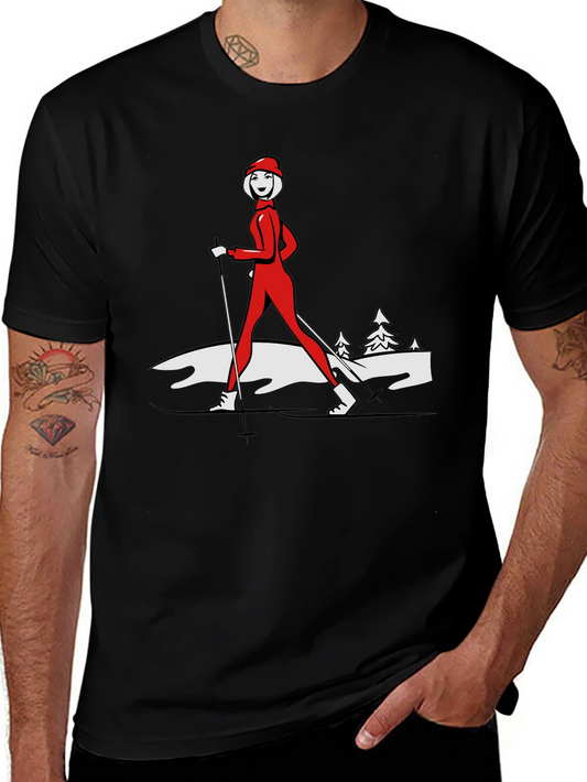 Retro Skiing T-Shirt - Womens Winter Sportswear