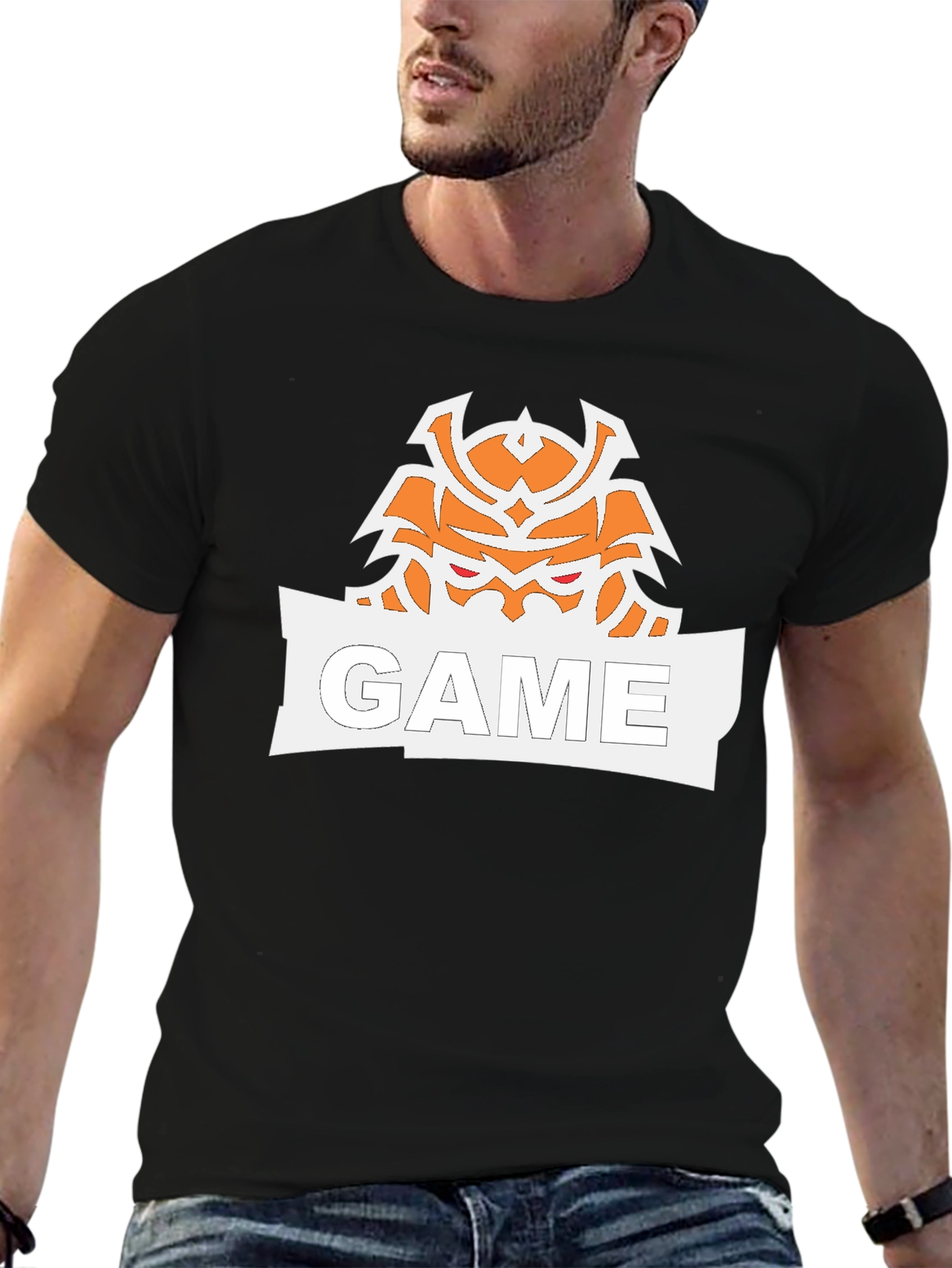 Game Samurai Graphic Print Black T-Shirt
