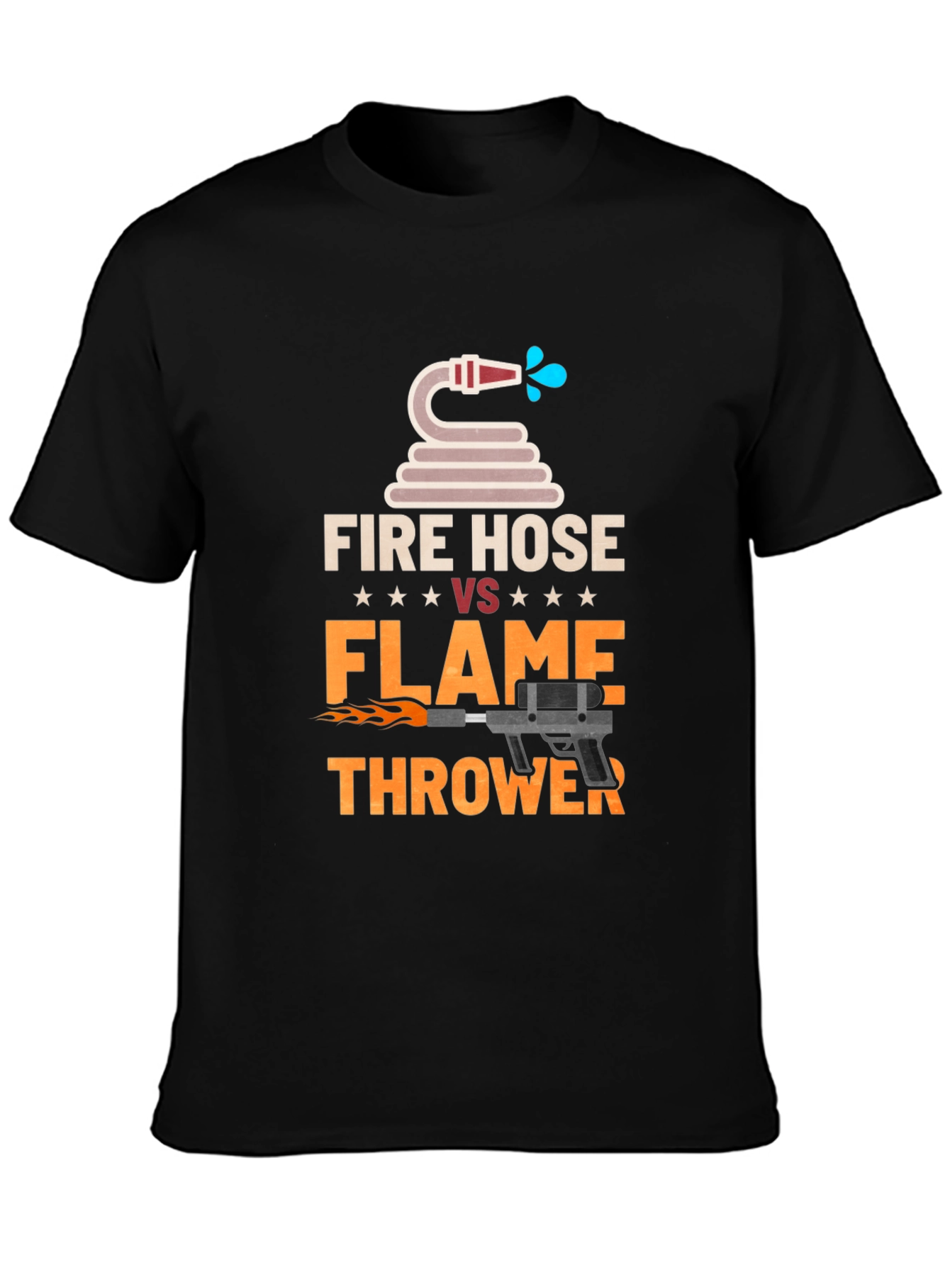 Fire Hose vs Flamethrower Graphic T-Shirt