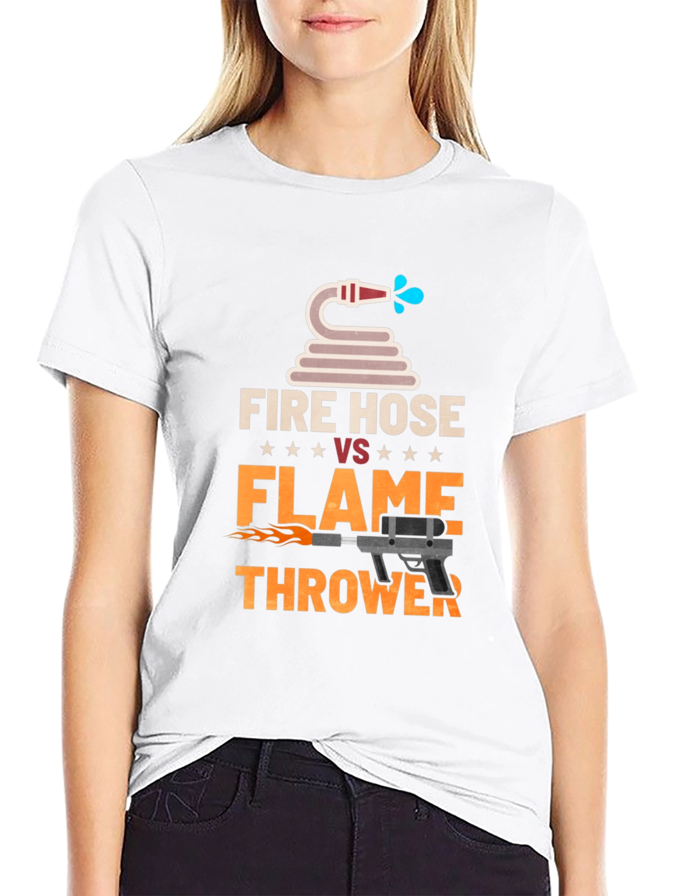 Fire Hose vs Flamethrower Graphic T-Shirt