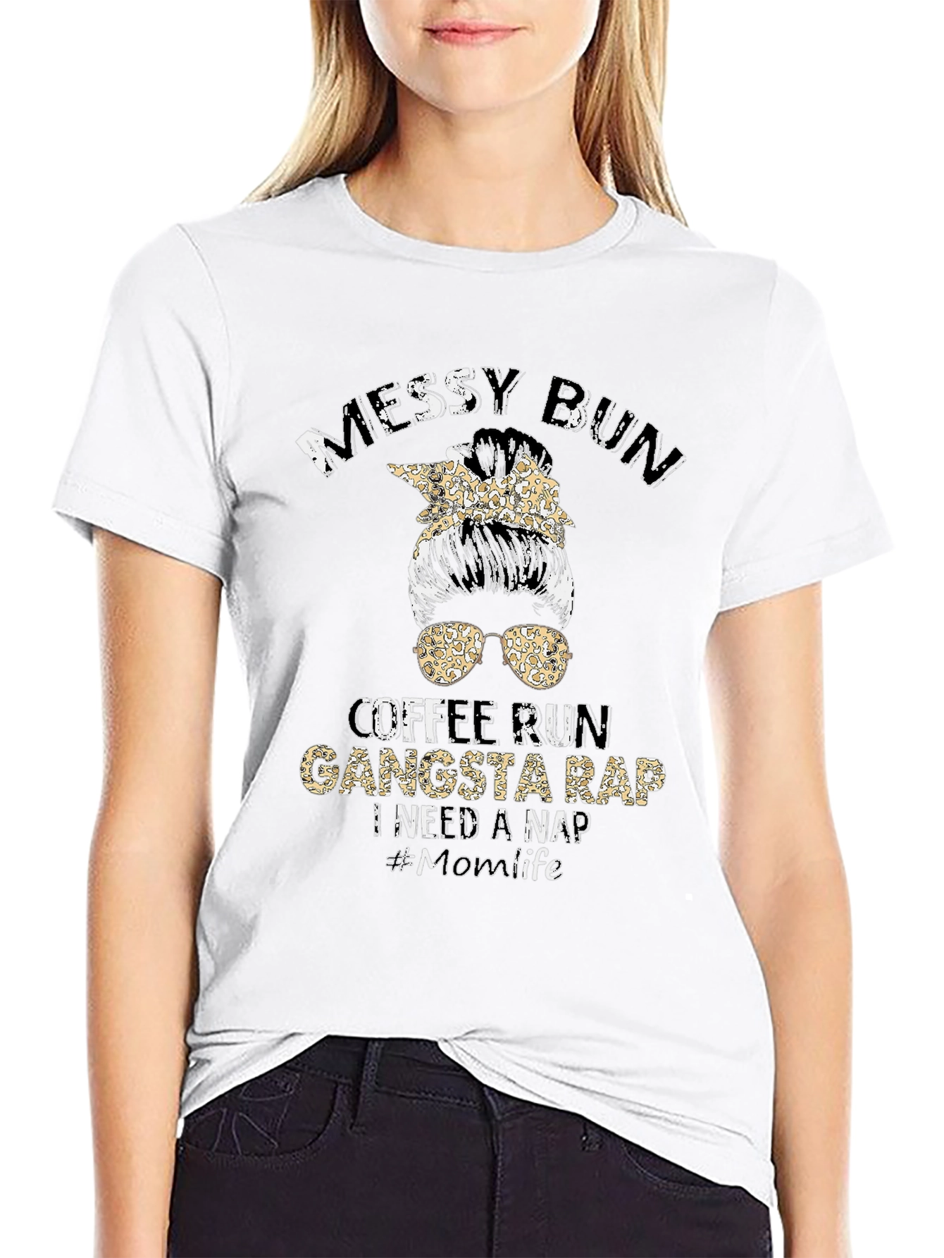 Messy Bun Coffee Gangsta Rap T-Shirt