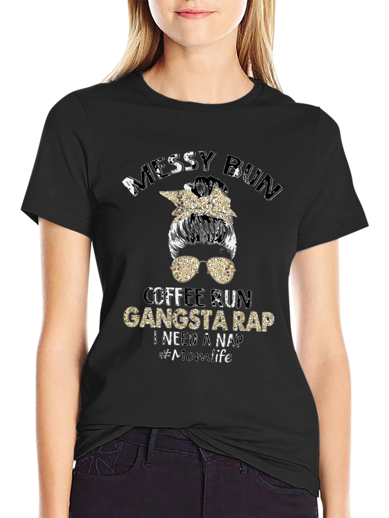 Messy Bun Coffee Gangsta Rap T-Shirt