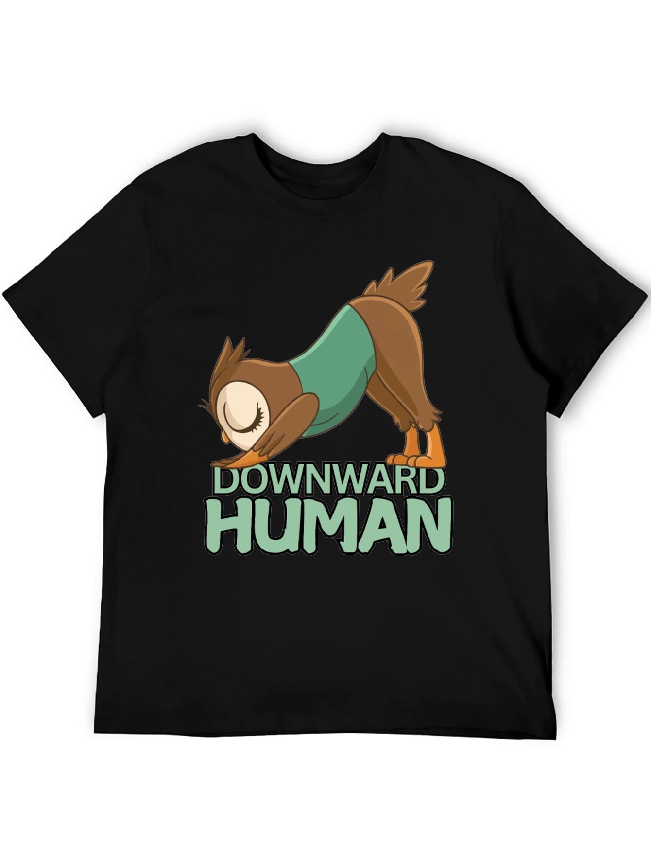 Downward Human Yoga Owl T-Shirt - Fun Graphic Tee