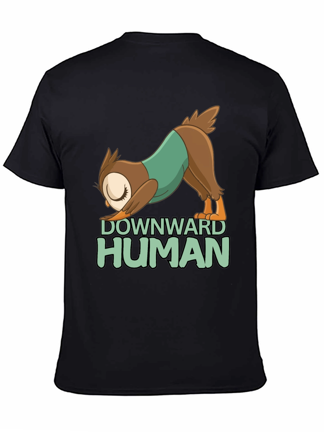 Downward Human Yoga Owl T-Shirt - Fun Graphic Tee
