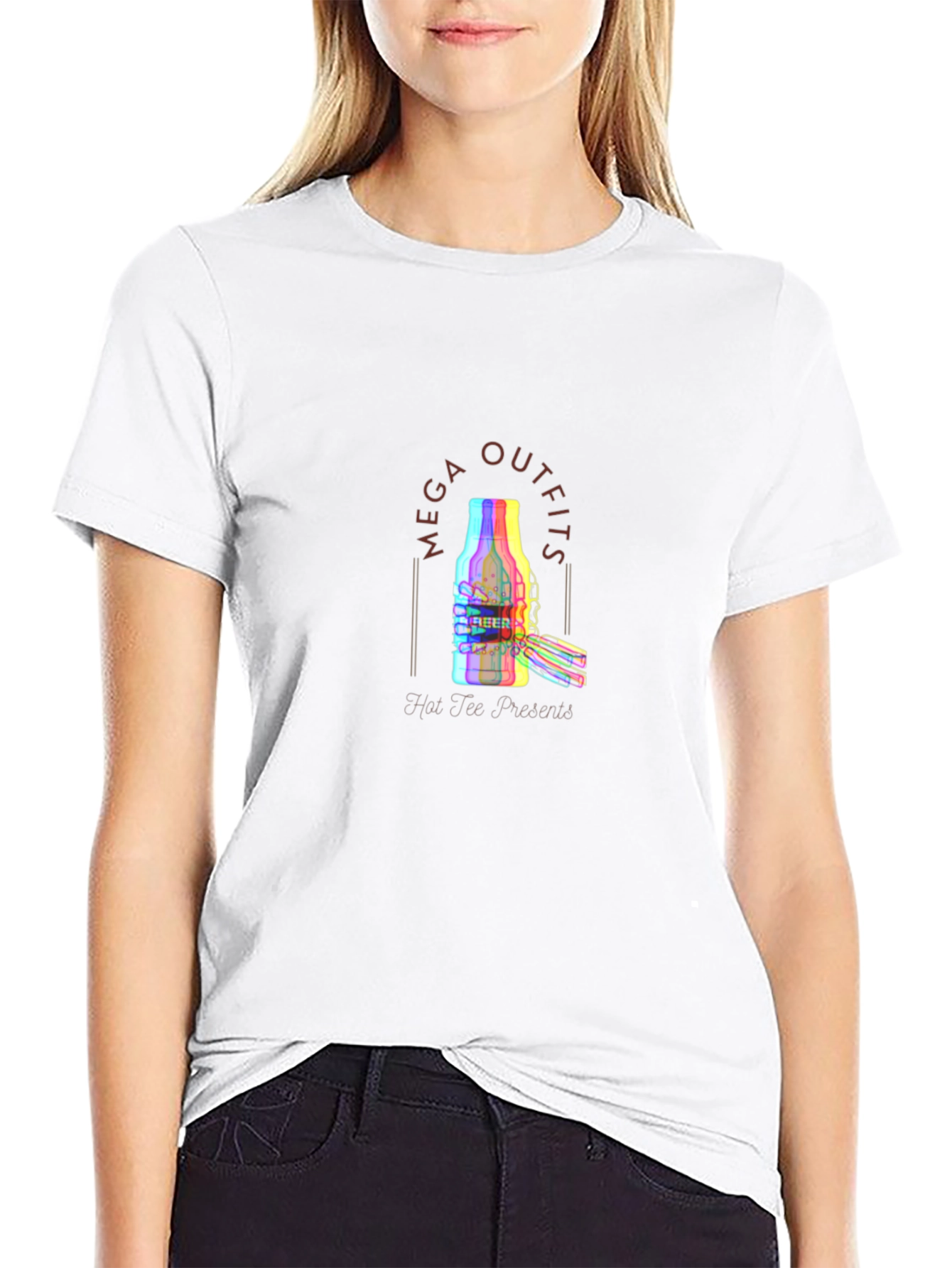 Mega Outfits Beer Bottle Graphic Tee - Black