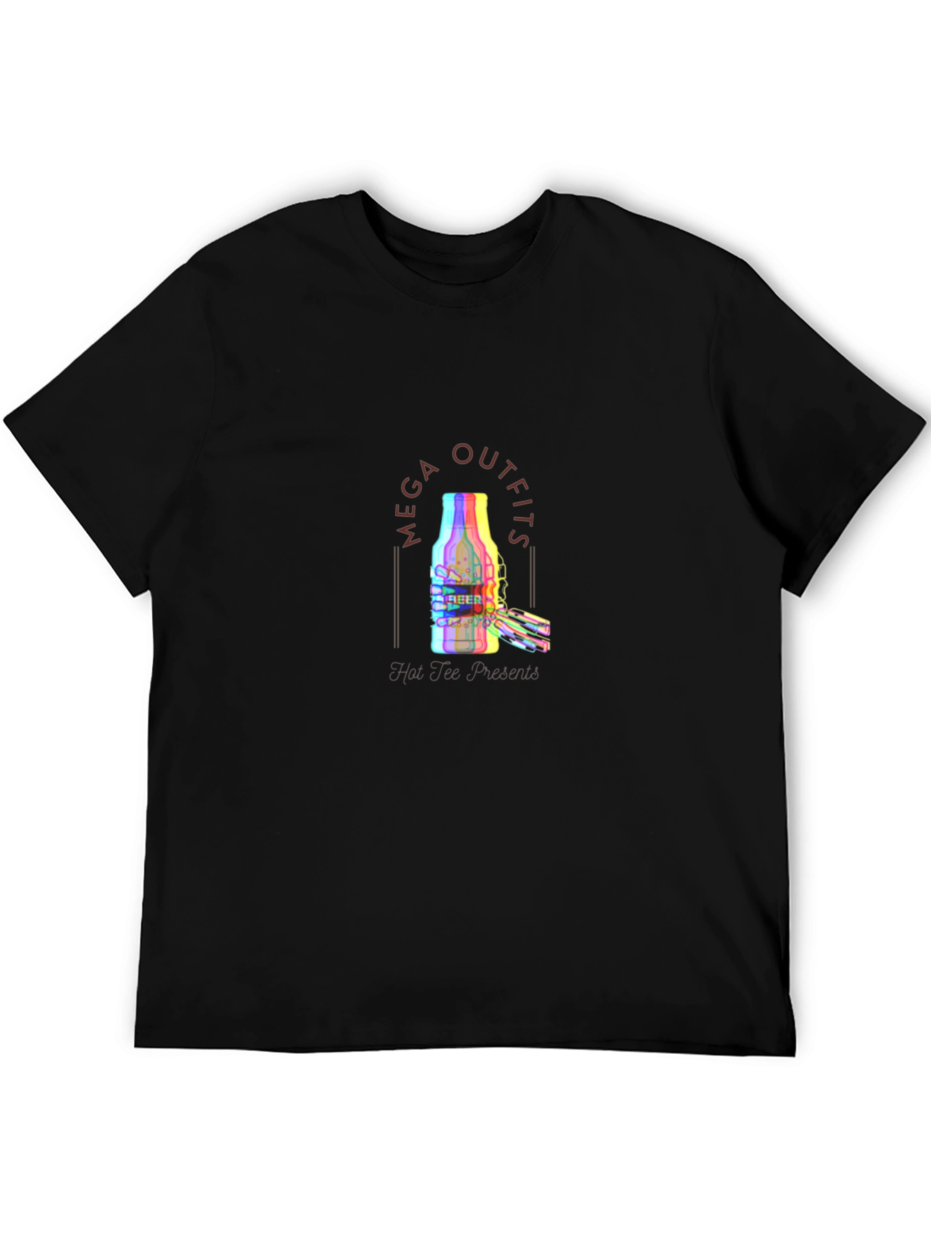 Mega Outfits Beer Bottle Graphic Tee - Black