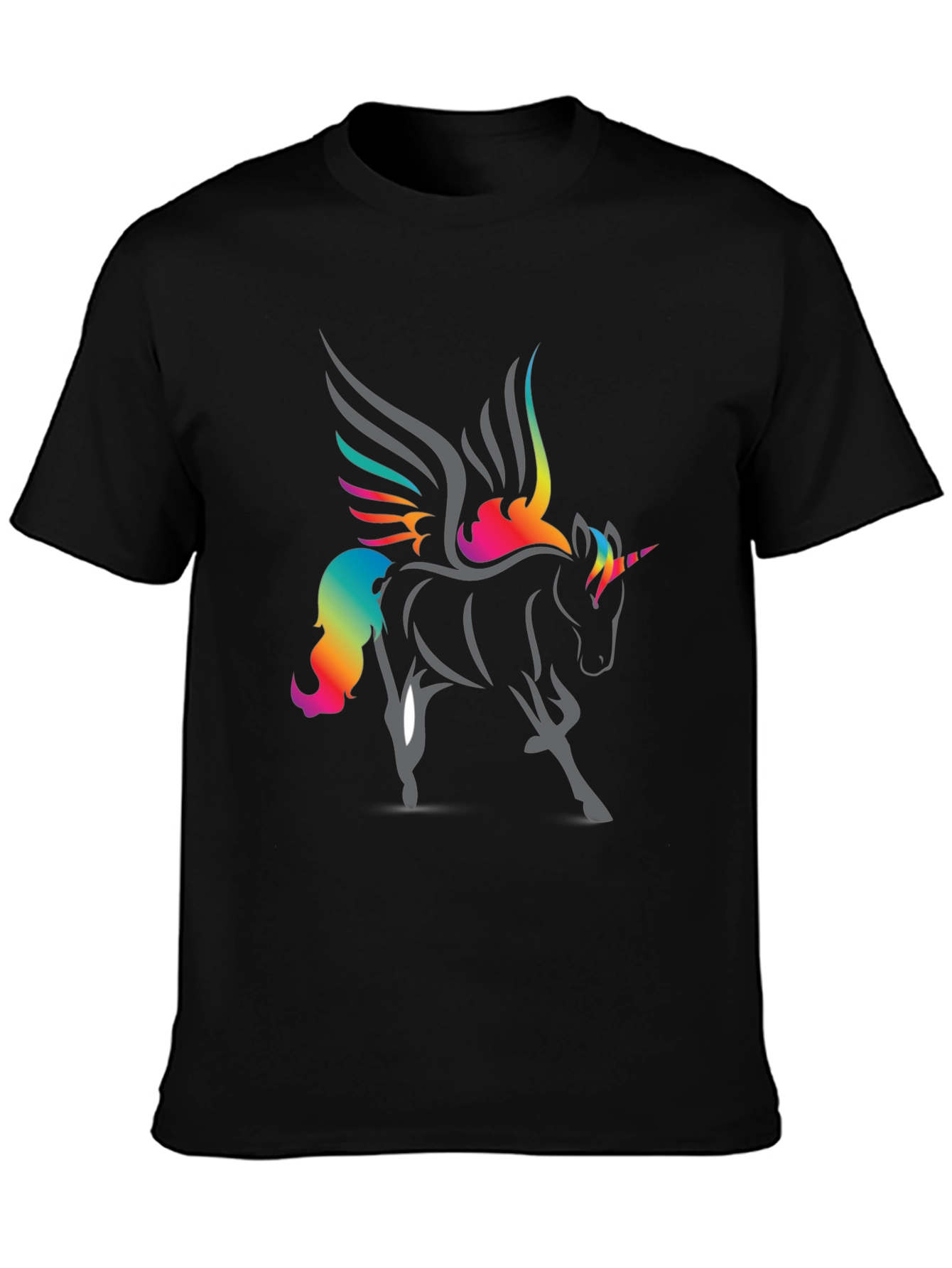 Rainbow Unicorn Graphic T-Shirt - Black