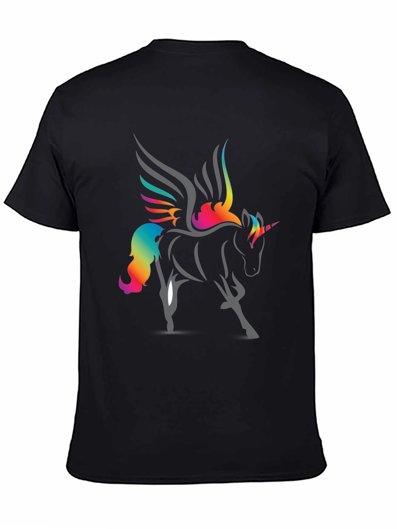 Rainbow Unicorn Graphic T-Shirt - Black