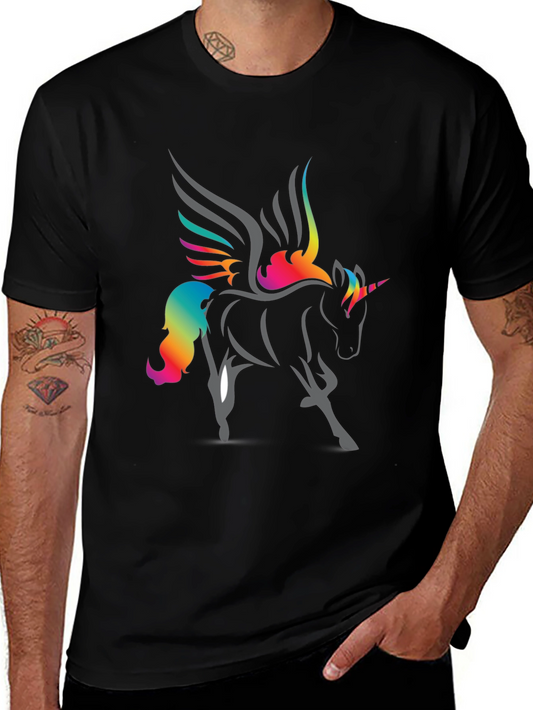 Rainbow Unicorn Graphic T-Shirt - Black