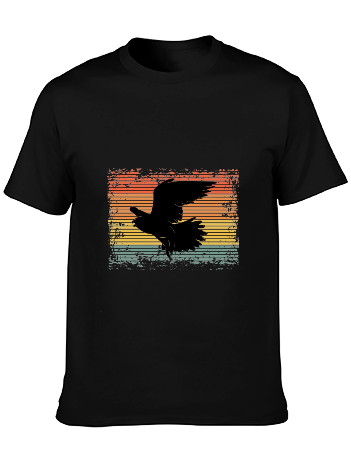 Retro Raven Graphic Tee - Mens Black T-Shirt