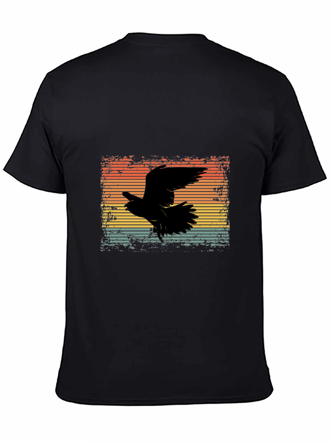 Retro Raven Graphic Tee - Mens Black T-Shirt