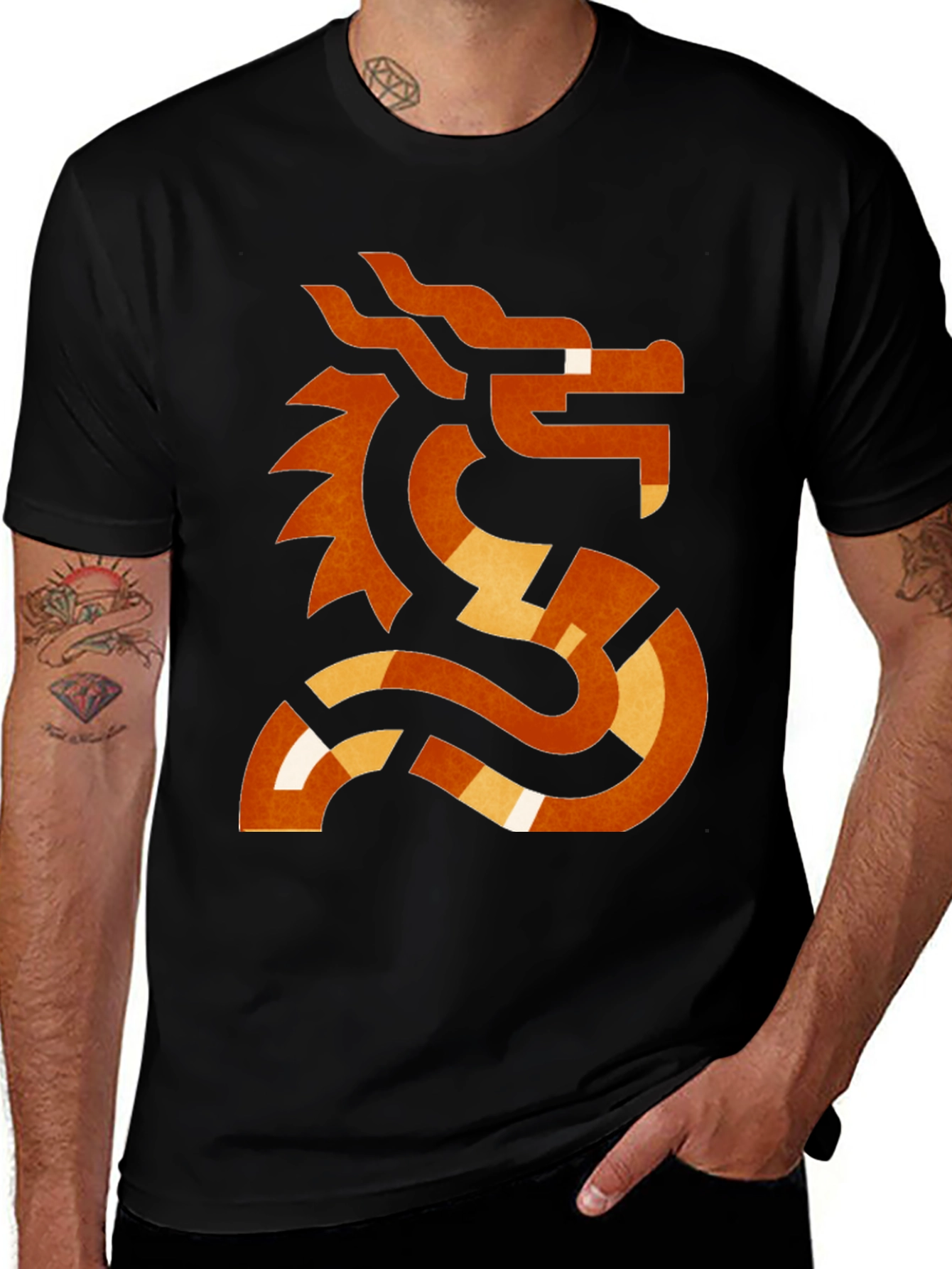Abstract Dragon Graphic T-Shirt
