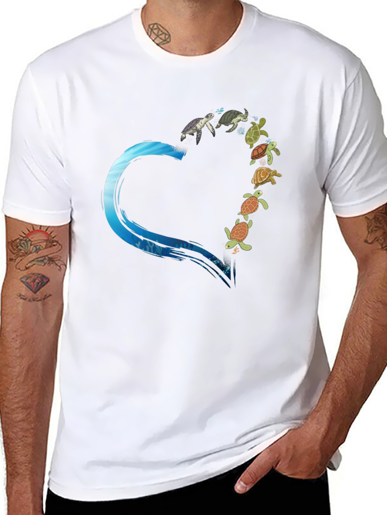 Turtle Love T-Shirt - Ocean Heart Design