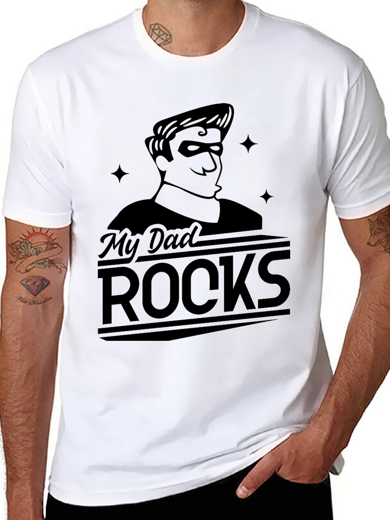 My Dad Rocks - Black Graphic T-Shirt
