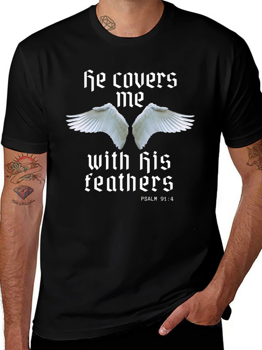 He Covers Me Religious Graphic T-Shirt