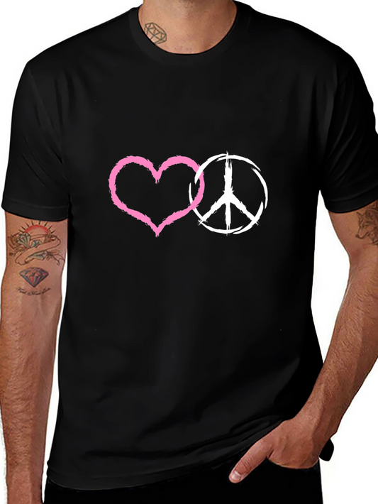 Peace & Love Graphic Tee - Soft Black Cotton Shirt