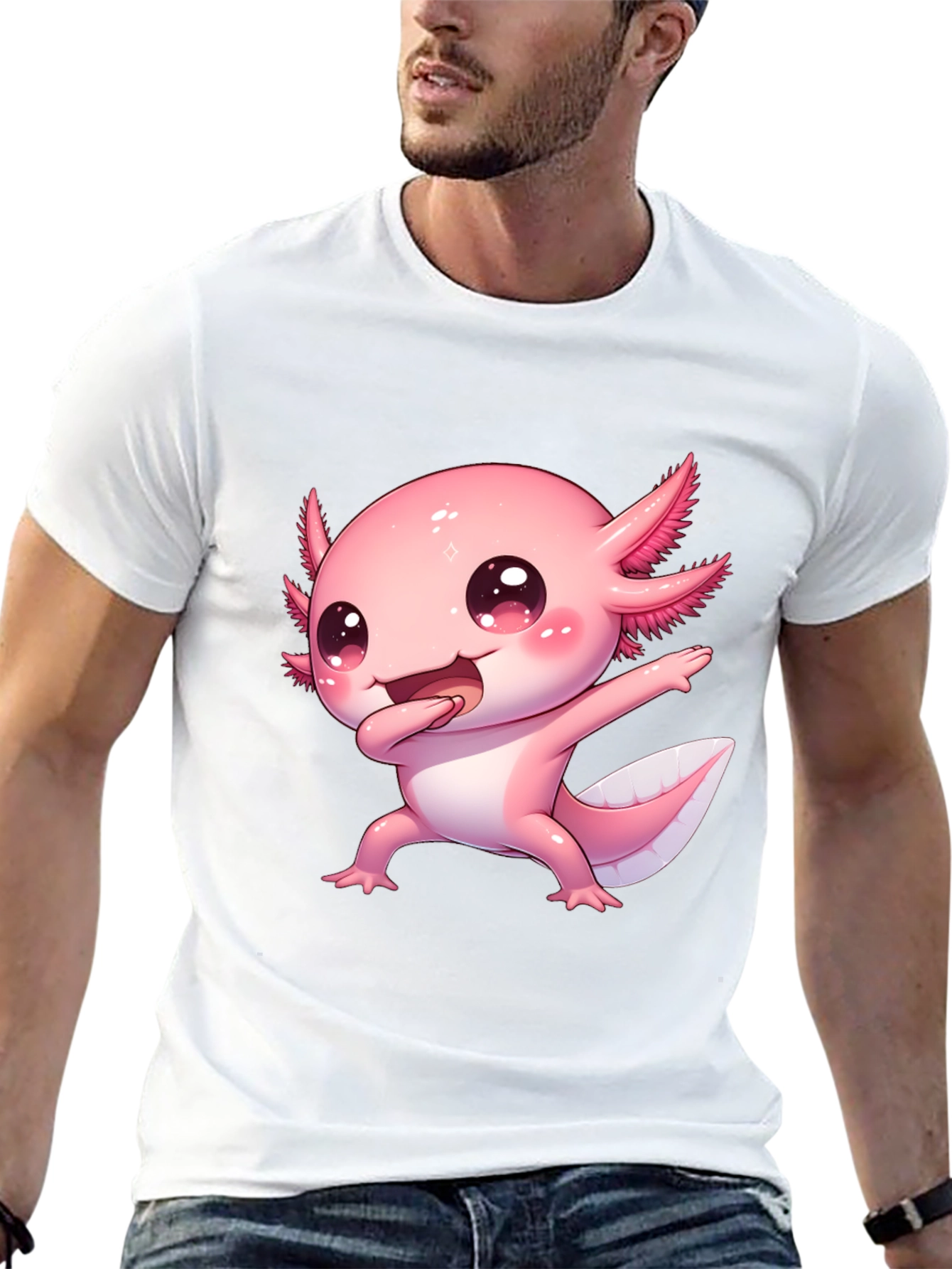 Cute Cartoon Axolotl Graphic Tee