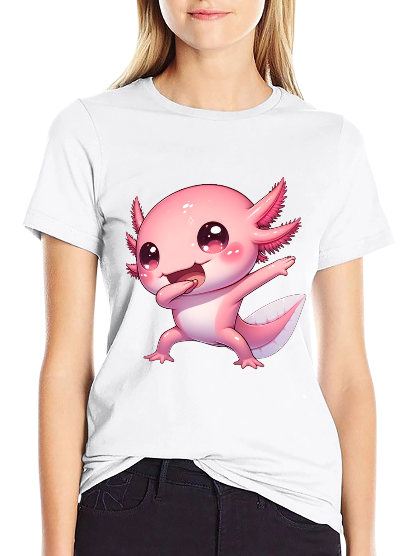 Cute Cartoon Axolotl Graphic Tee
