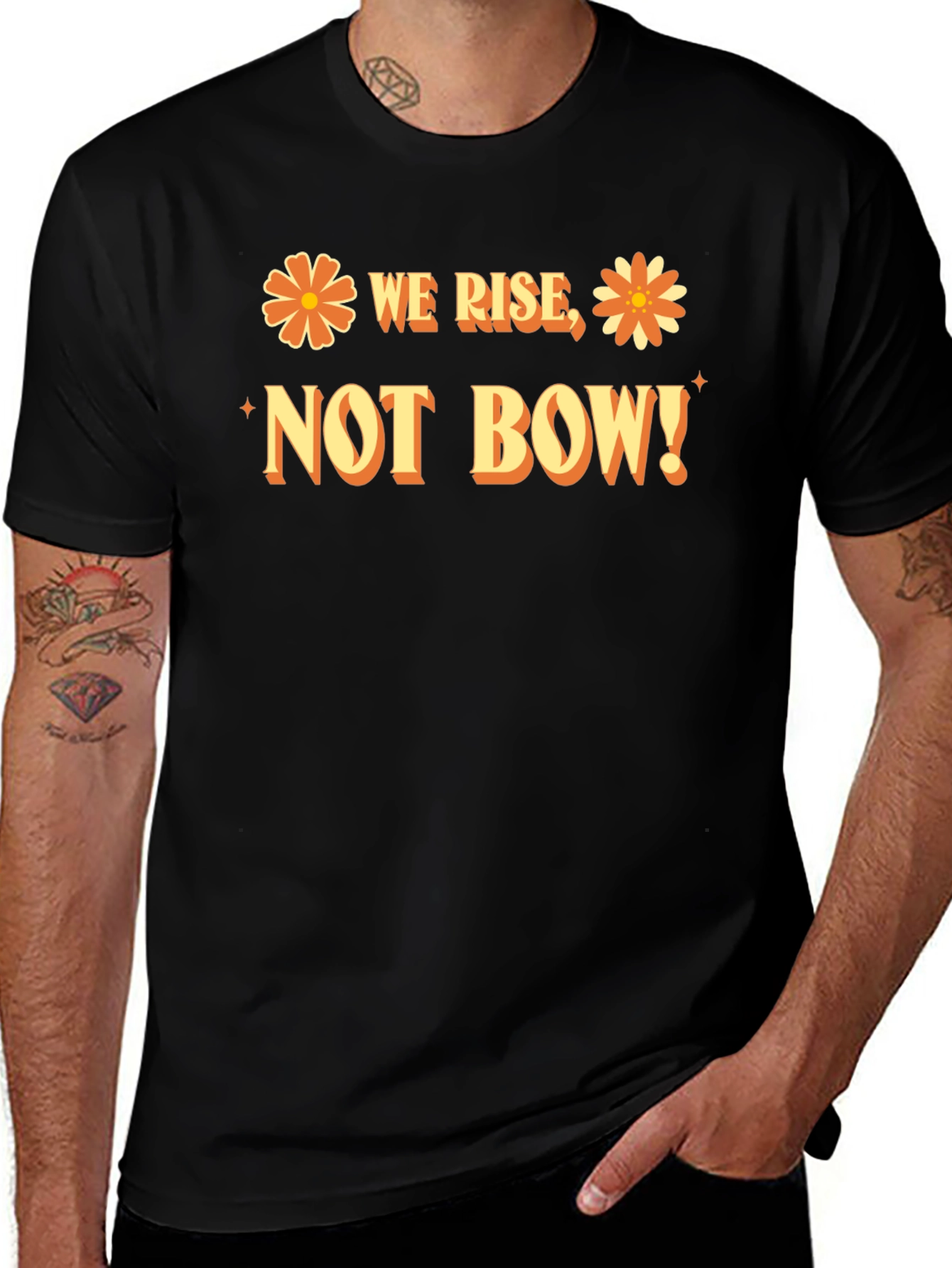 We Rise Not Bow Black Graphic Tee
