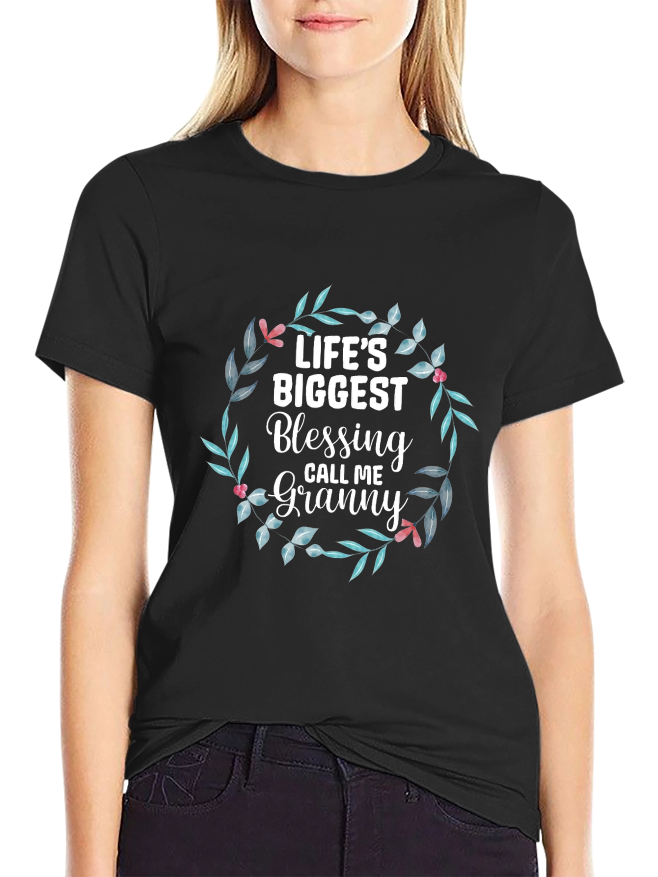 Lifes Biggest Blessing Granny Floral Wreath Tee