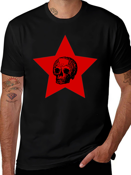 Skull Star Graphic Tee - Black Cotton Comfort