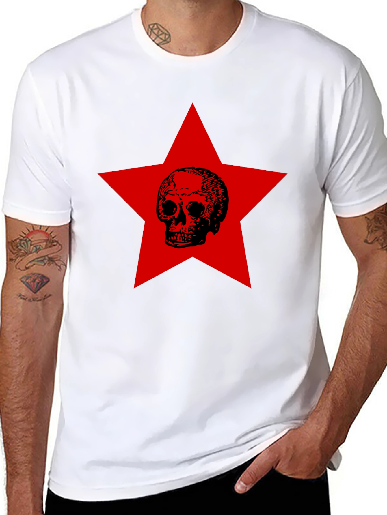 Skull Star Graphic Tee - Black Cotton Comfort