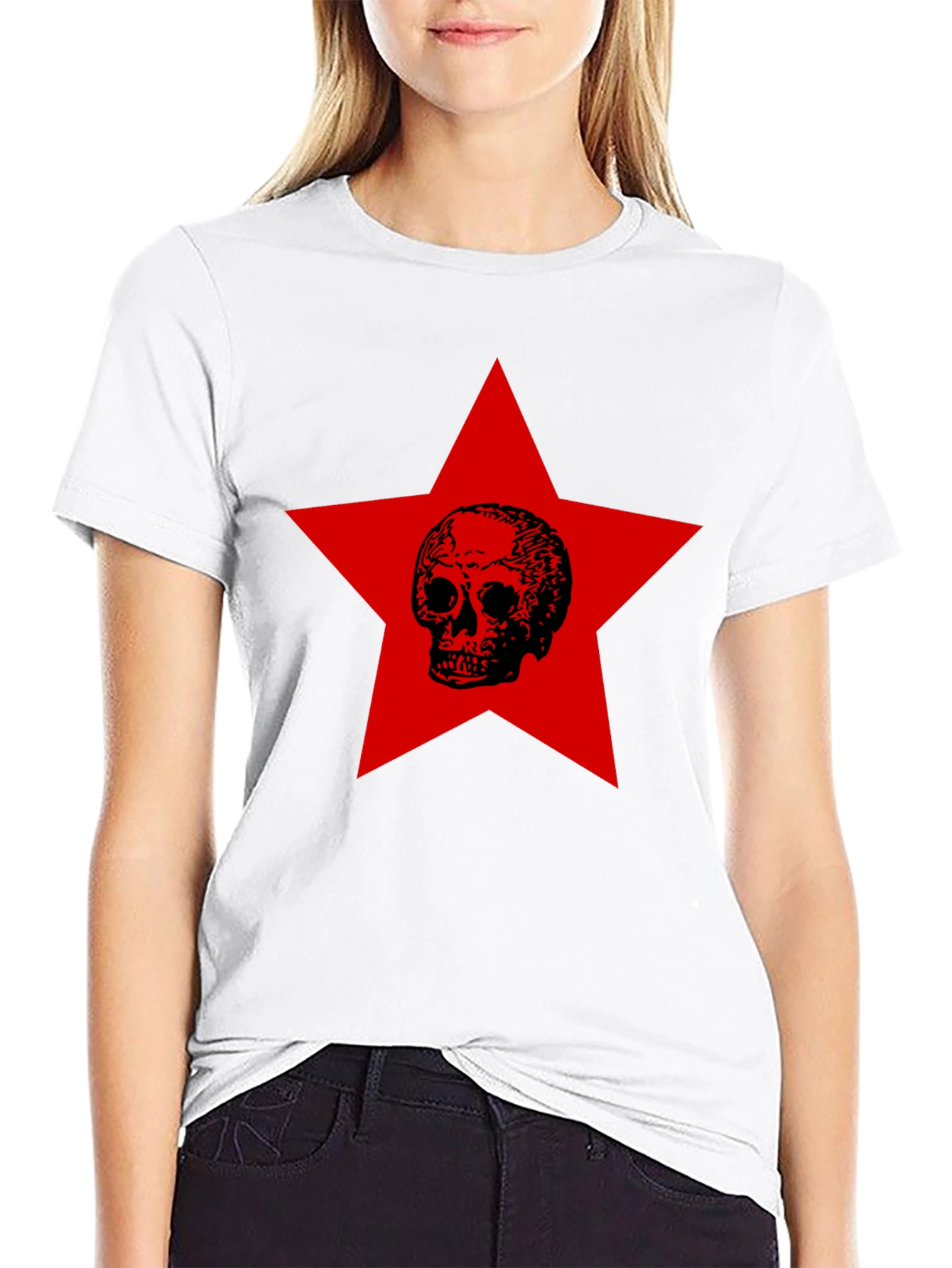 Skull Star Graphic Tee - Black Cotton Comfort