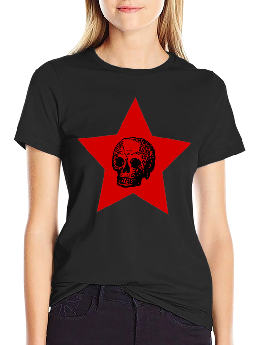 Skull Star Graphic Tee - Black Cotton Comfort