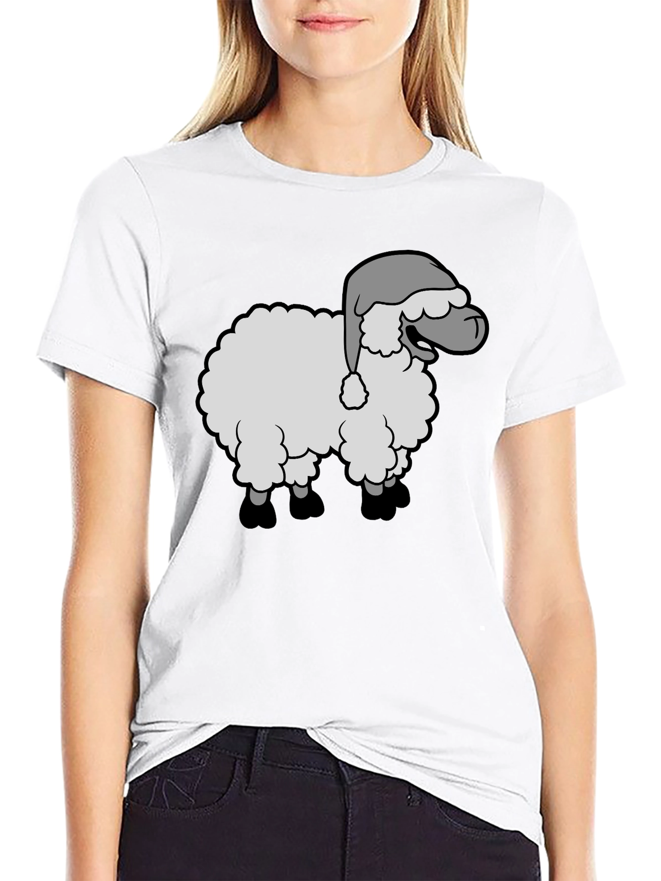 Festive Sheep Graphic Tee - Holiday Humor