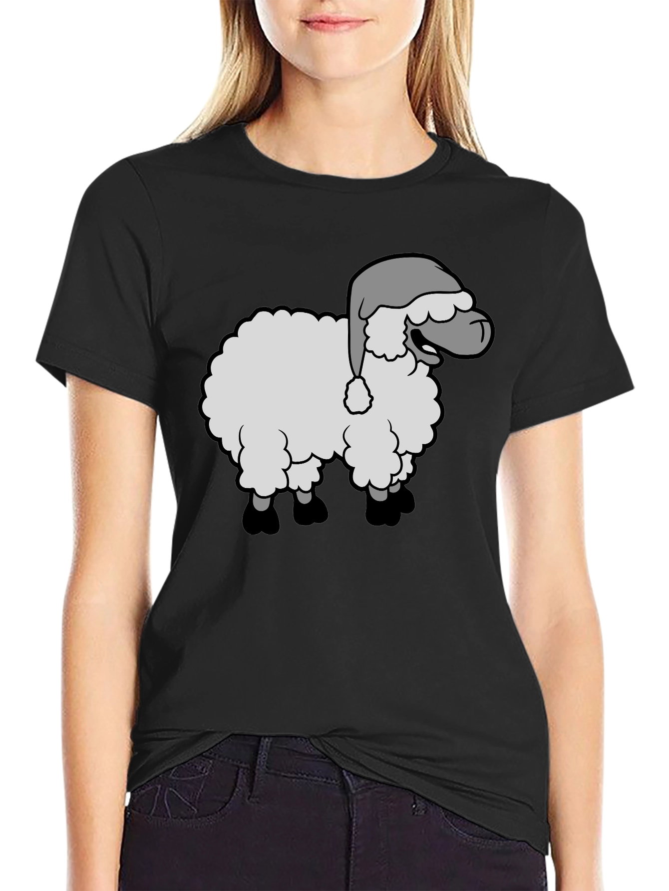 Festive Sheep Graphic Tee - Holiday Humor