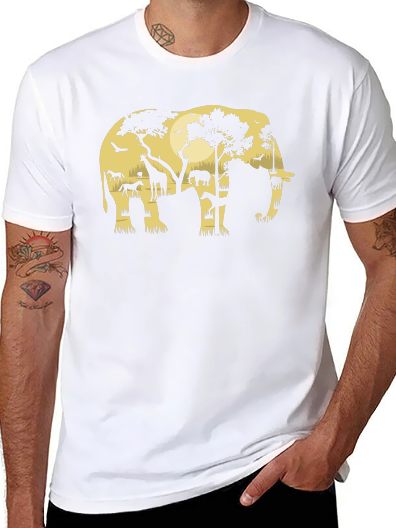 Safari Elephant Graphic T-Shirt
